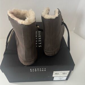 Barneys New York Women's Dark Brown Shearling Boots